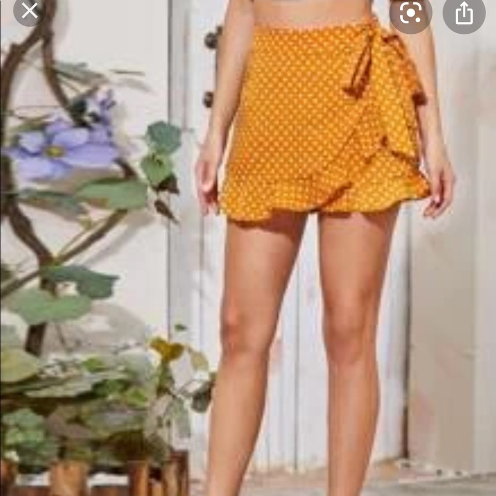 Women’s tie waist ruffle trim wrap skirt